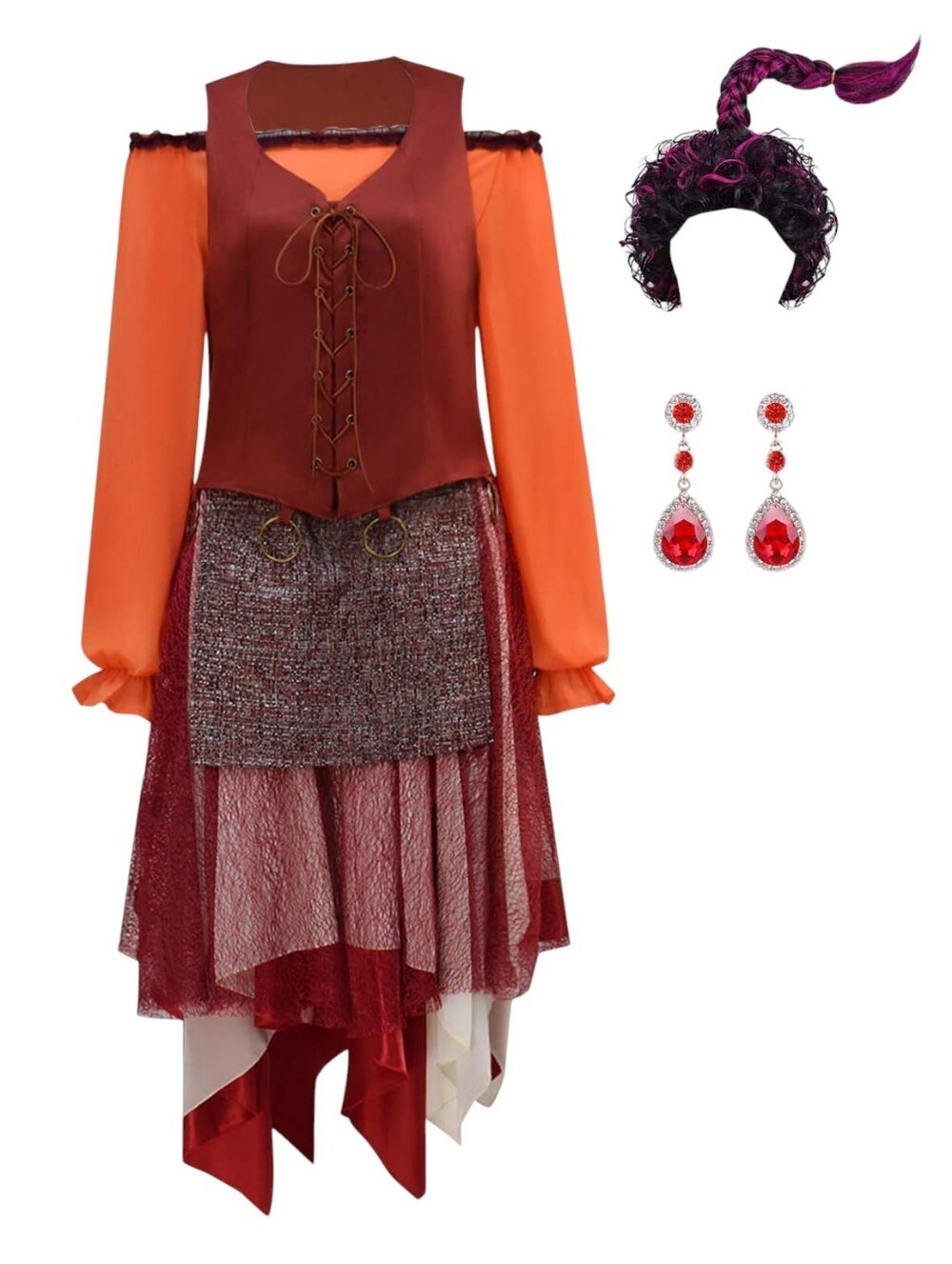 Women's Mary Sanderson Costume Adult Halloween Witch Cosplay Dress Outfit, XXL